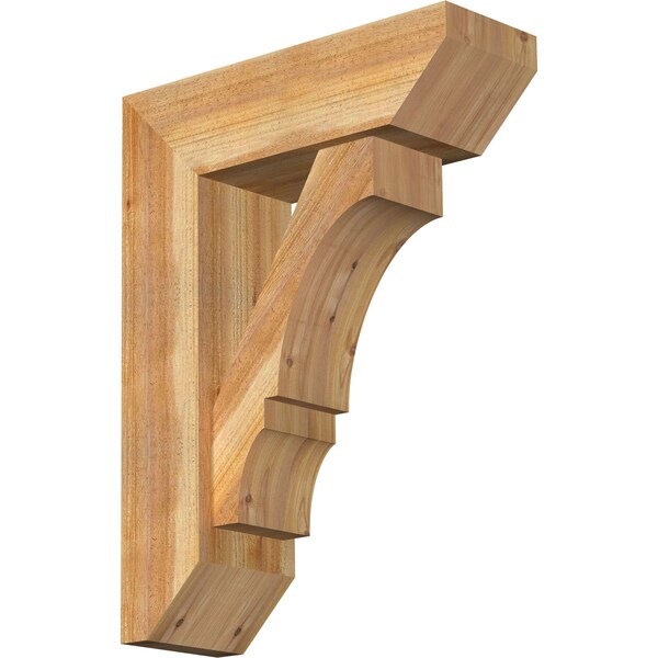 Ekena Millwork Balboa Slat Rough Sawn Bracket w/ Offset Brace, Western Red Cedar, 8"W x 24"D x 32"H BKT0806X24X32BOA06RWR - main